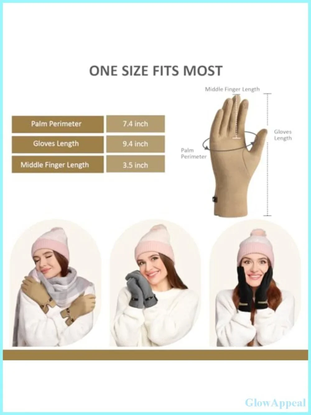 Women's Winter Gloves 3 Pair Pack Touchscreen Thermal Knit Gloves